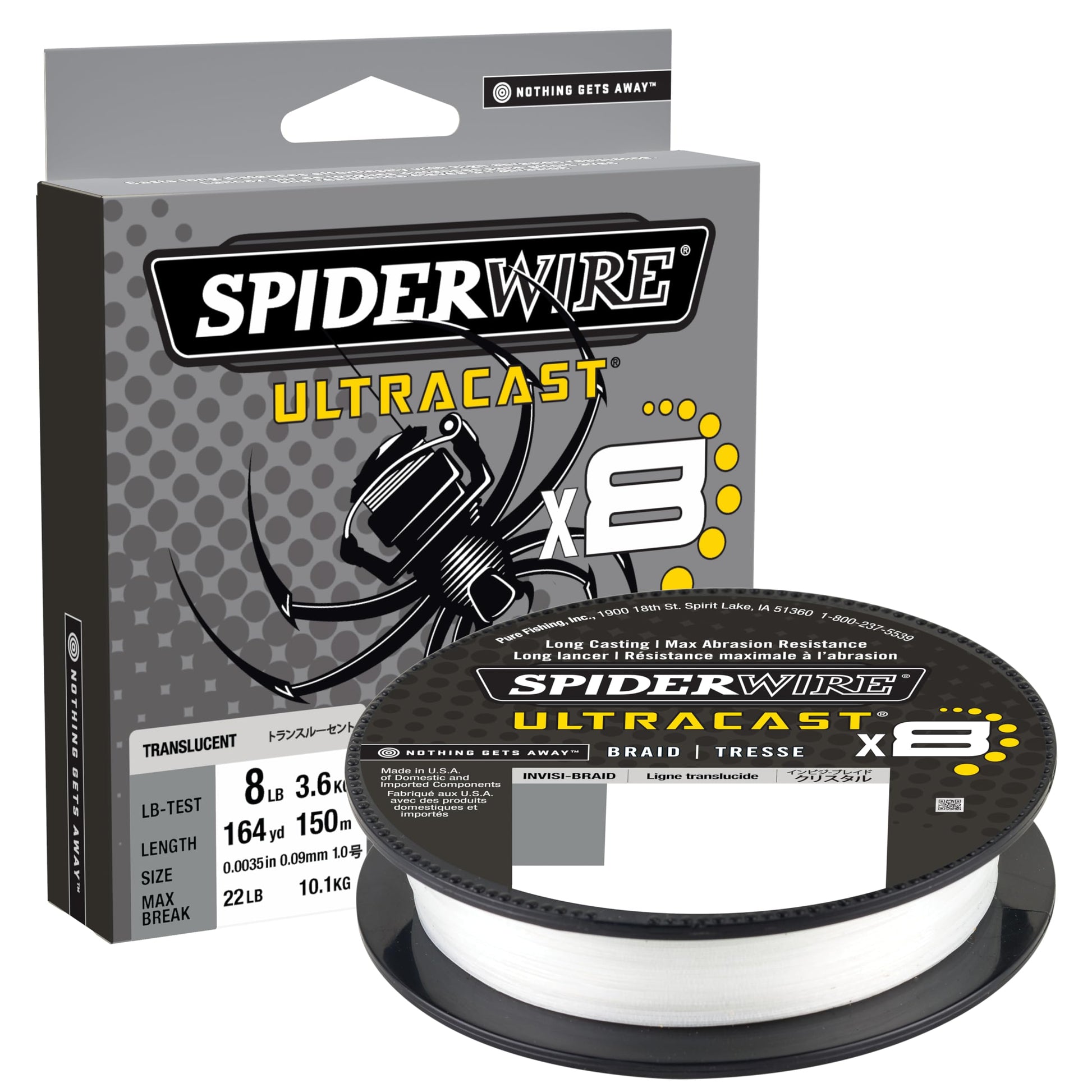 SpiderWire Superline Ultracast Braid, Invisibraid-Translucent, 65lb | 29.4kg, 164yd | 150m Fishing Line