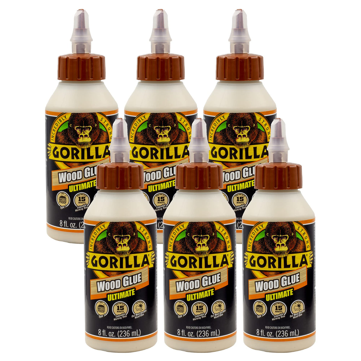 Gorilla Ultimate Waterproof Wood Glue 8oz (6 Pack)