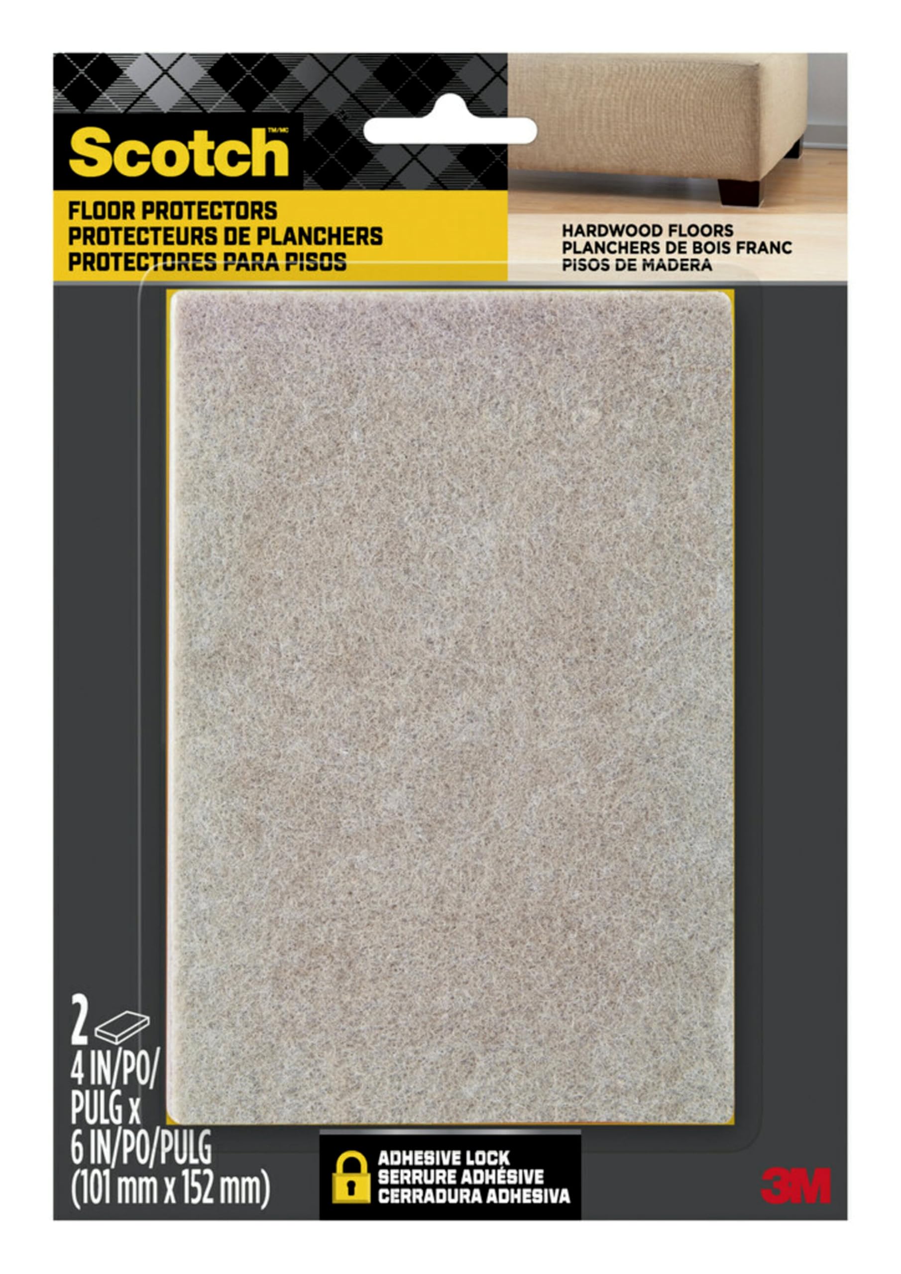 3M Scotch Felt Pads SP845-NA 4x6in 2-Pack