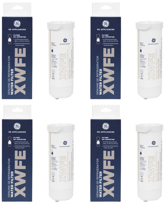 GE XWFE Refrigerator Water Filter | Reduces Lead & 50+ Impurities | Replace Every 6 Months | Pack of 4