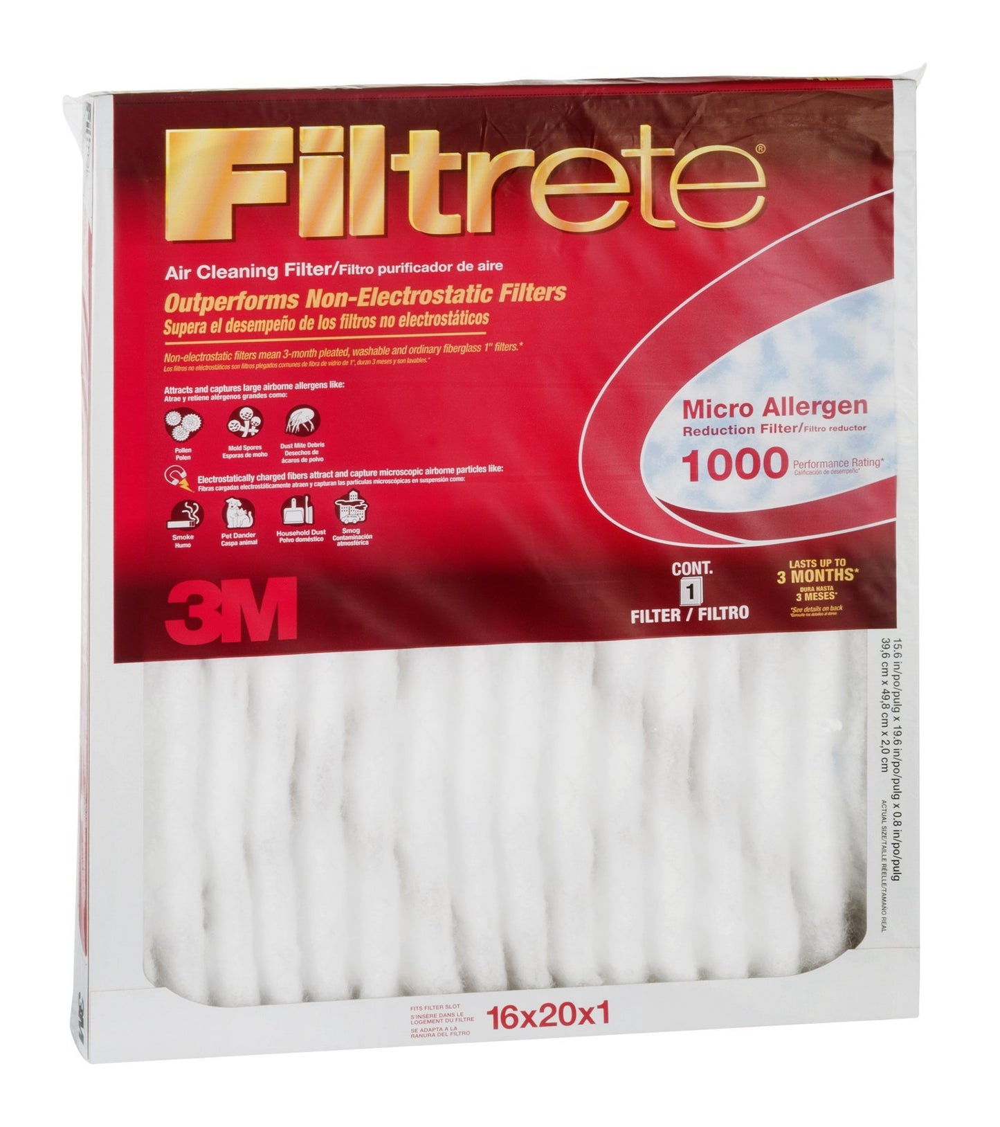 3M AIR FLTR 16X20X1 1000MPR