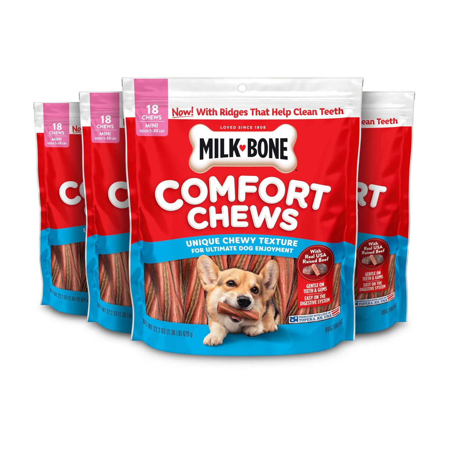 Milk-Bone Mini Comfort Chews Real Beef 18ct (4 Pack)