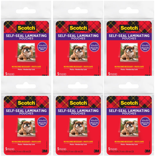 Scotch Self-Sealing Laminating Pouches Wallet Size 2.5" x 3.5"