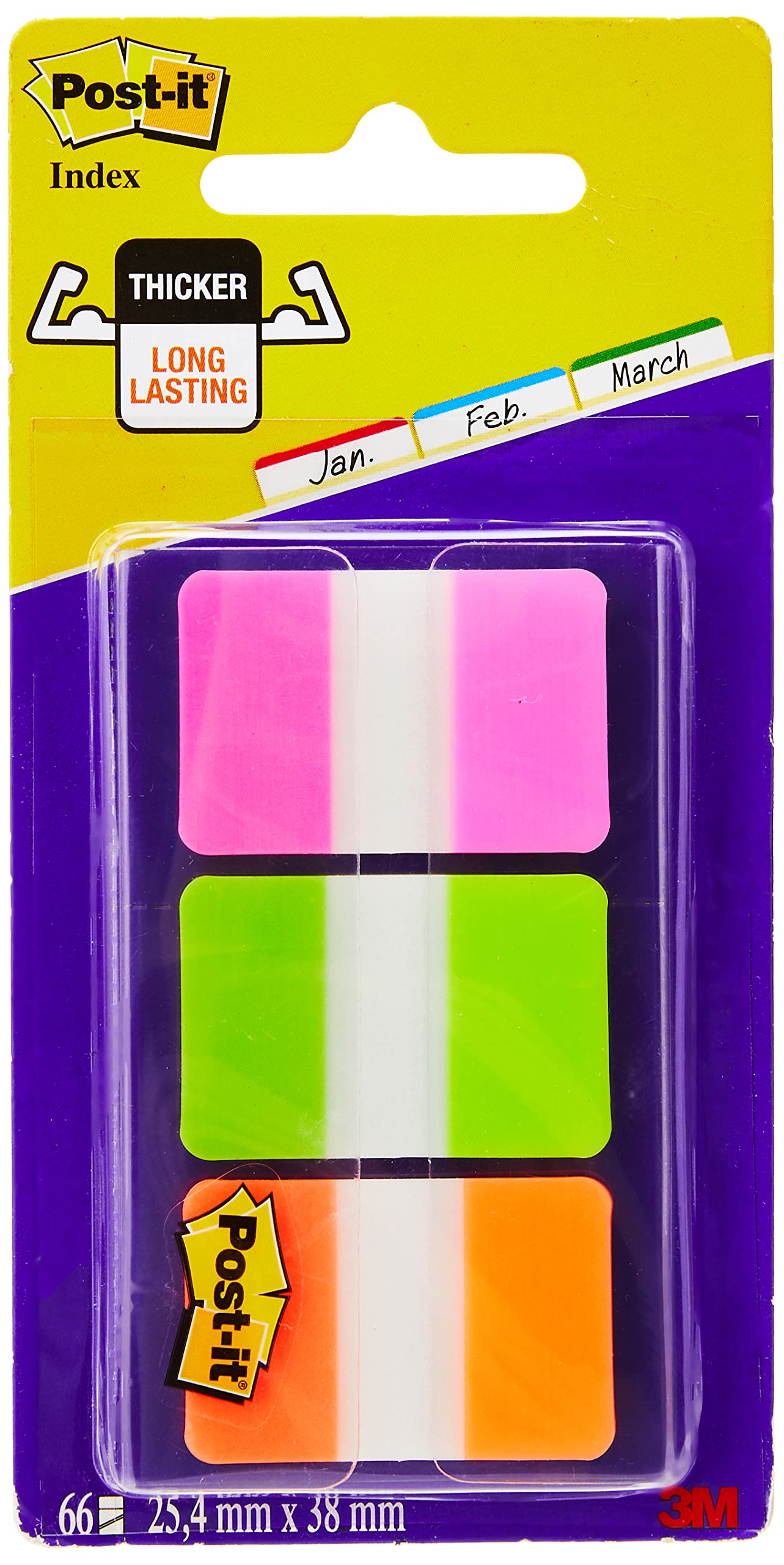 3M Durable Tabs 686-PGO 1in x 1.5in Pink Green
