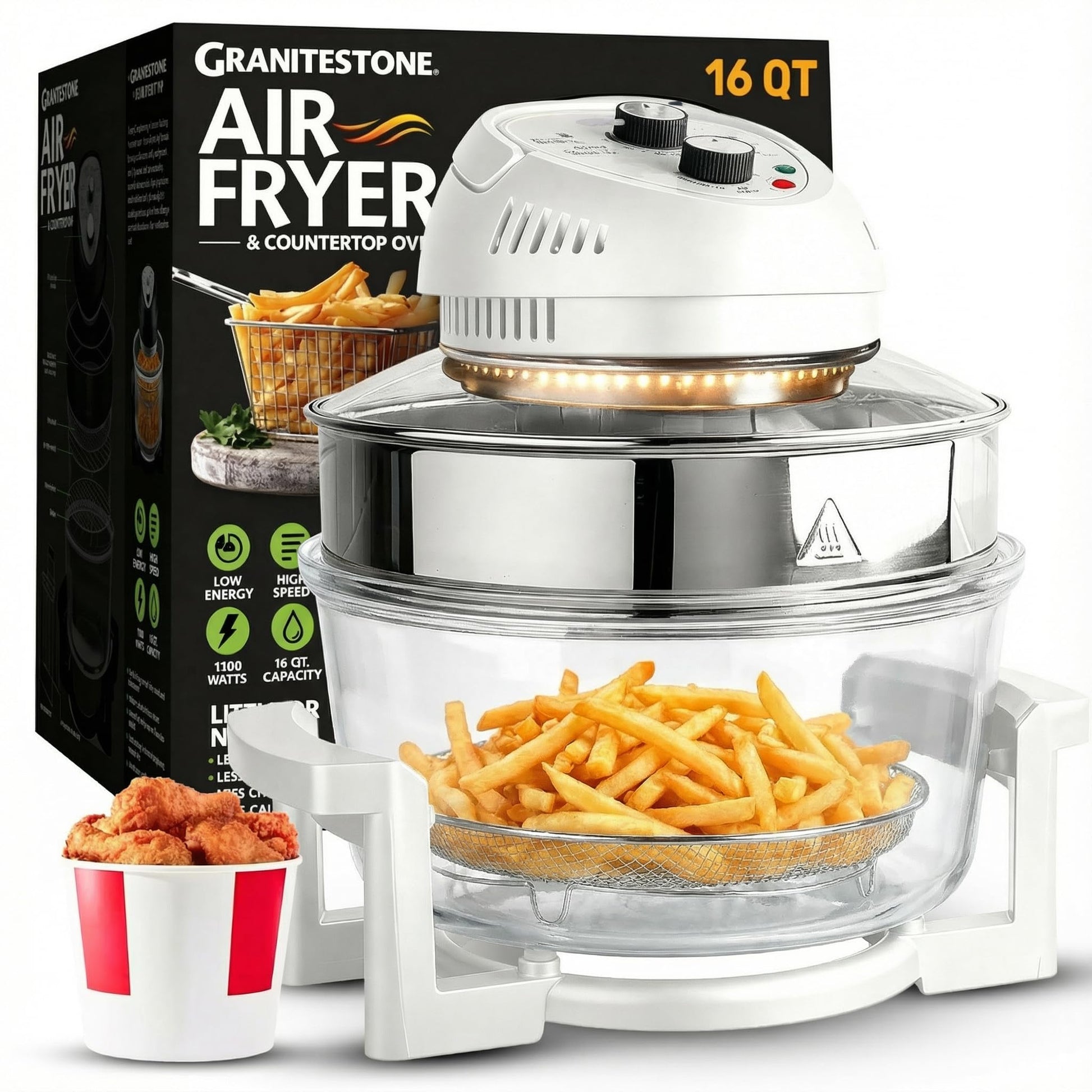 Granitestone 16Qt Large Glass Air Fryer