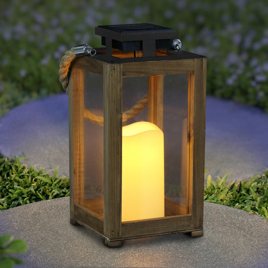EXHART Solar Lantern with Candle 11-Inch
