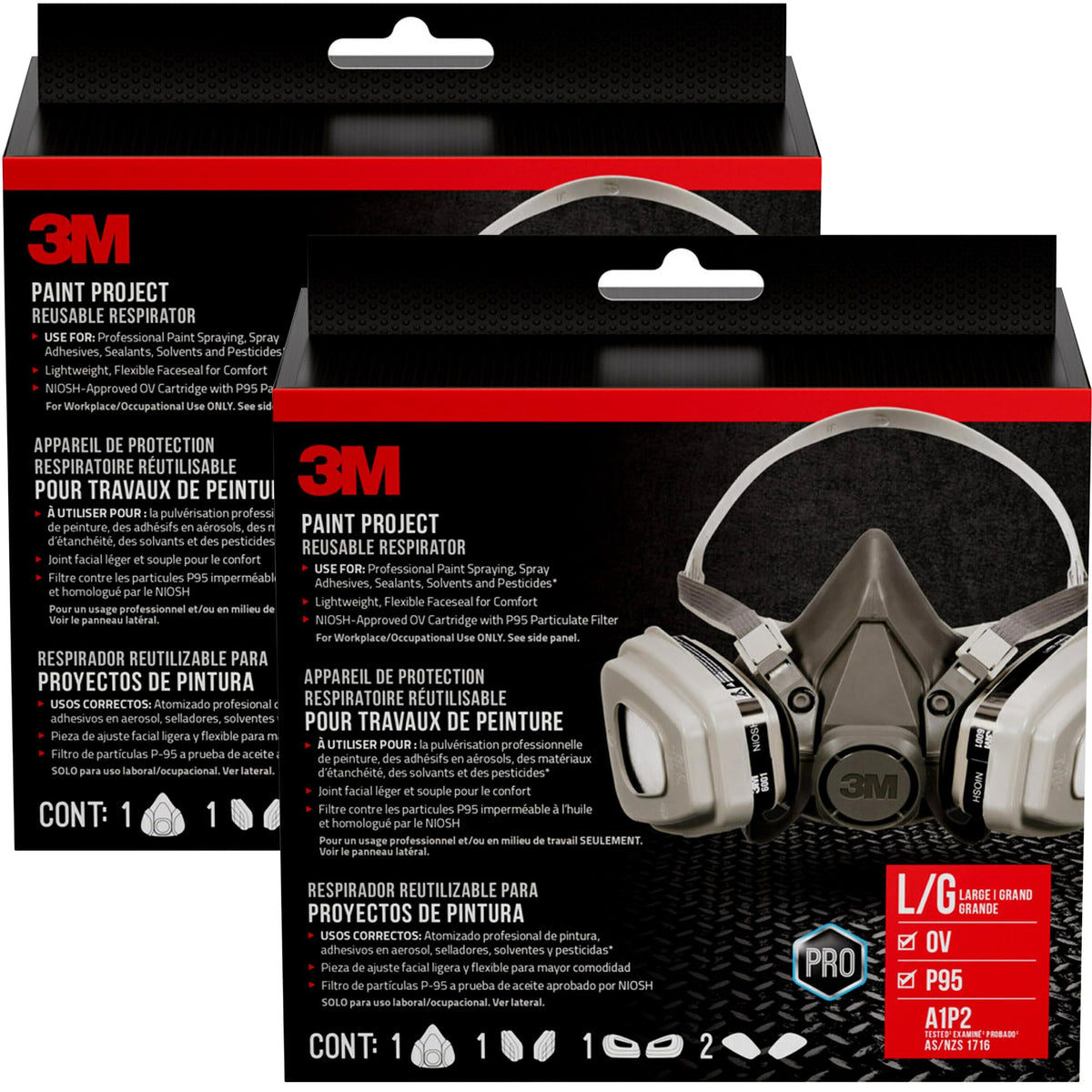 3M OV/P95 Paint Project Respirator 6311 Large 2-Kit