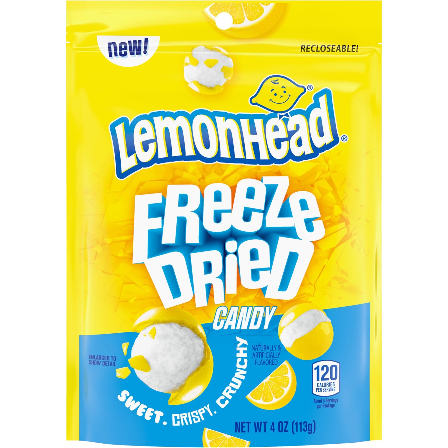 Lemonhead Freeze Dried Candy, Lemon Flavored, Recloseable Bag 4.0 oz