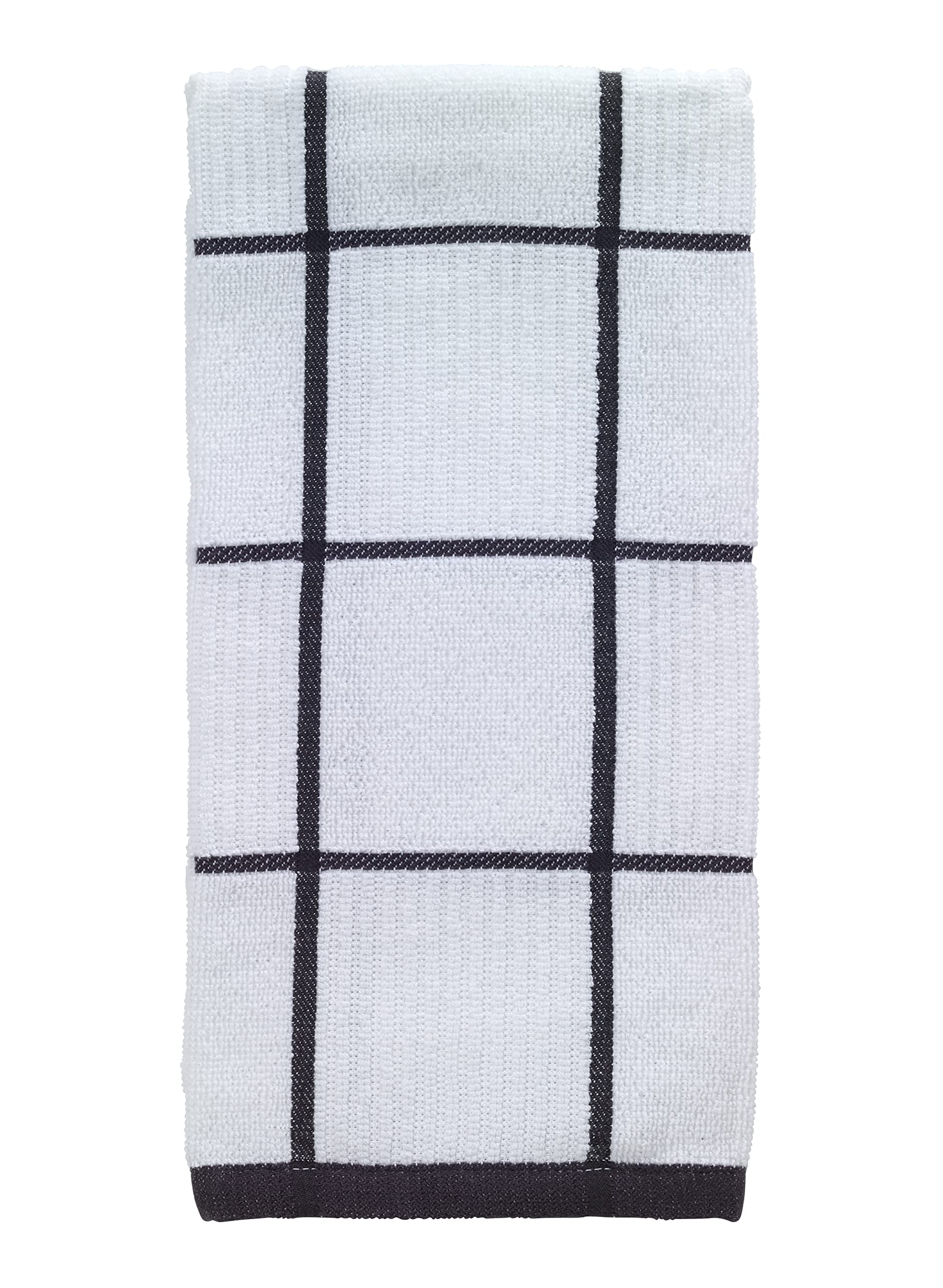 T-fal Cotton Checked Parquet Kitchen Dish Towel, Charcoal, 16 x 26 in