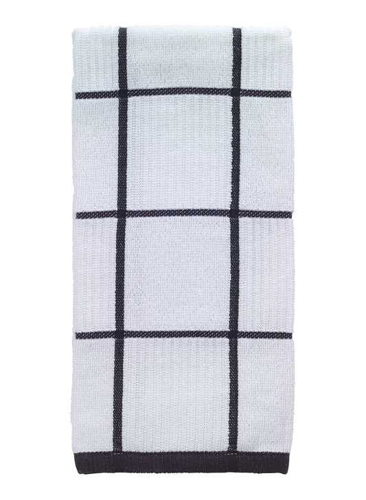 T-fal Cotton Checked Parquet Kitchen Dish Towel, Charcoal, 16 x 26 in