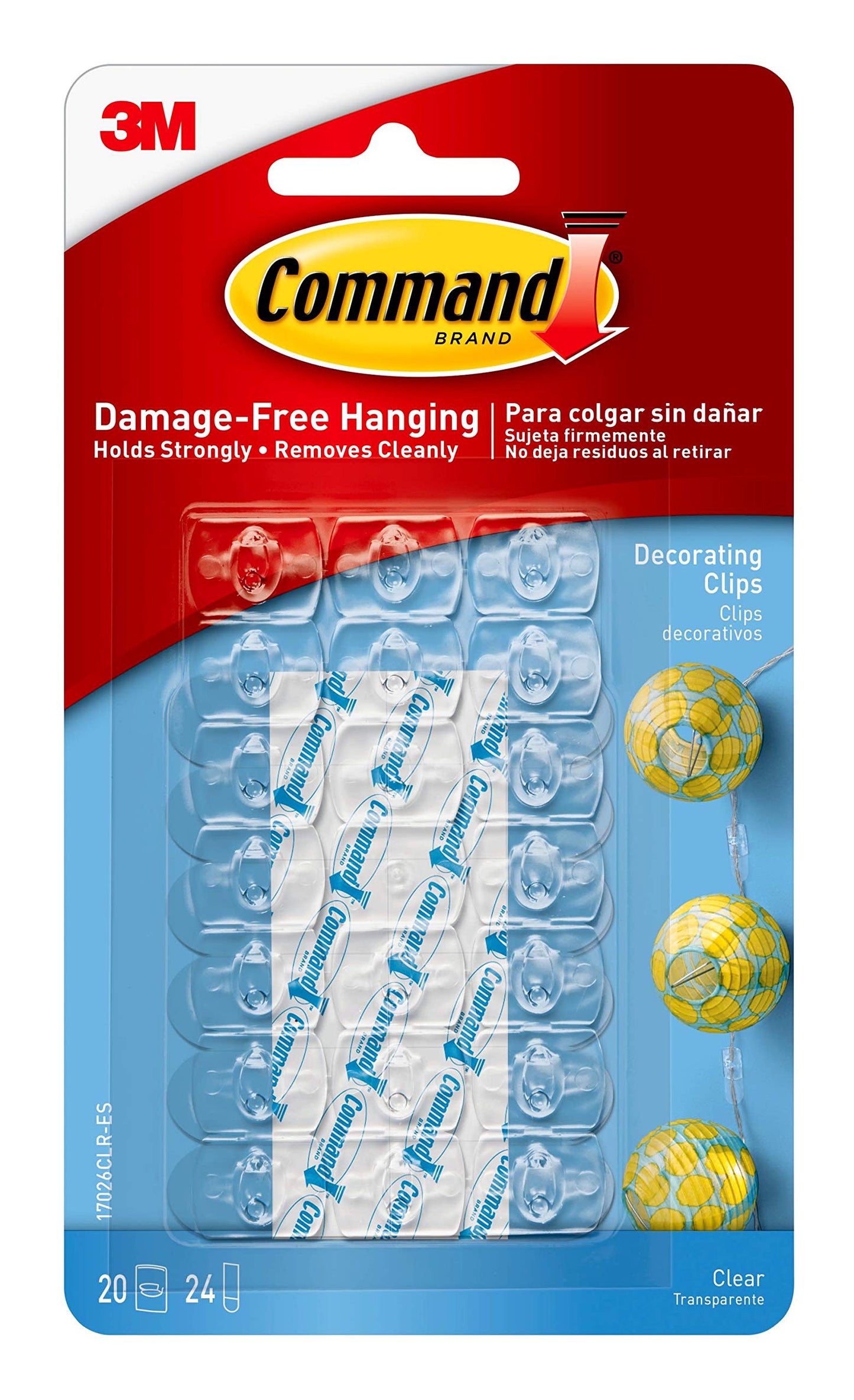 3M Command Small Decorating Clips, Clear, 120 Clips