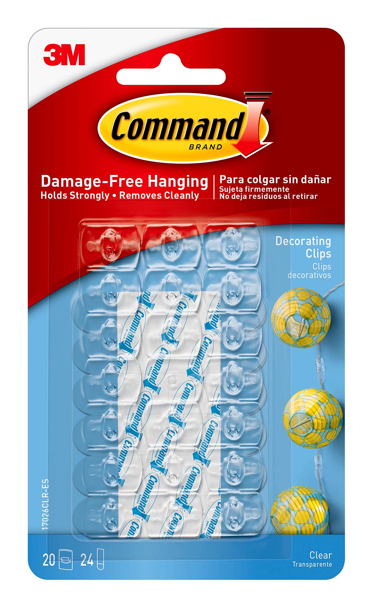 3M Command Small Decorating Clips, Clear, 120 Clips