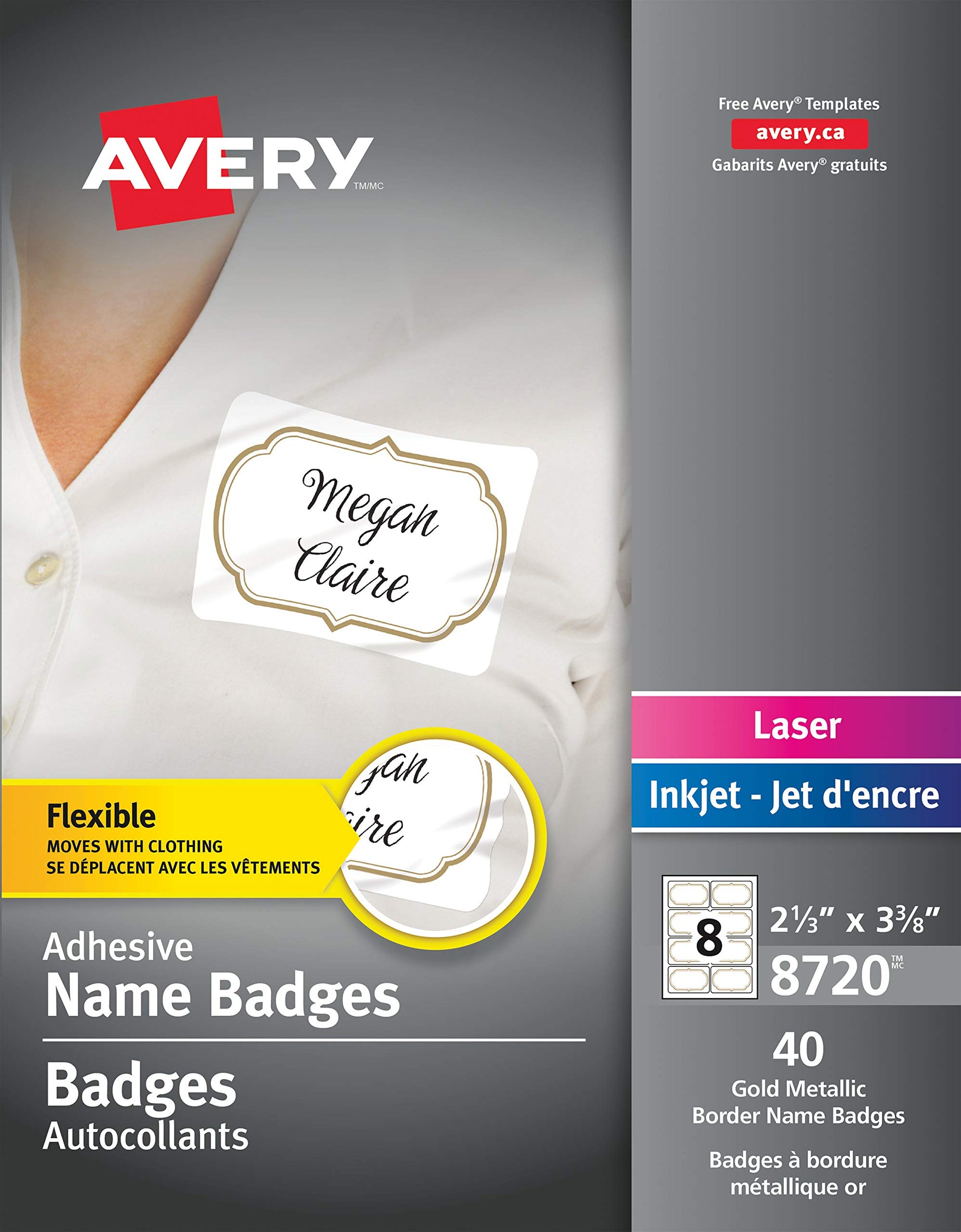 Avery Removable Name Tag Labels 8720, 40 Pack