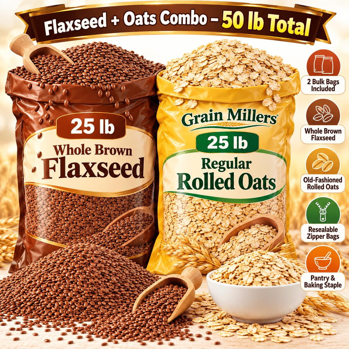 Imported 25 LB Bulk Whole Brown Flaxseed