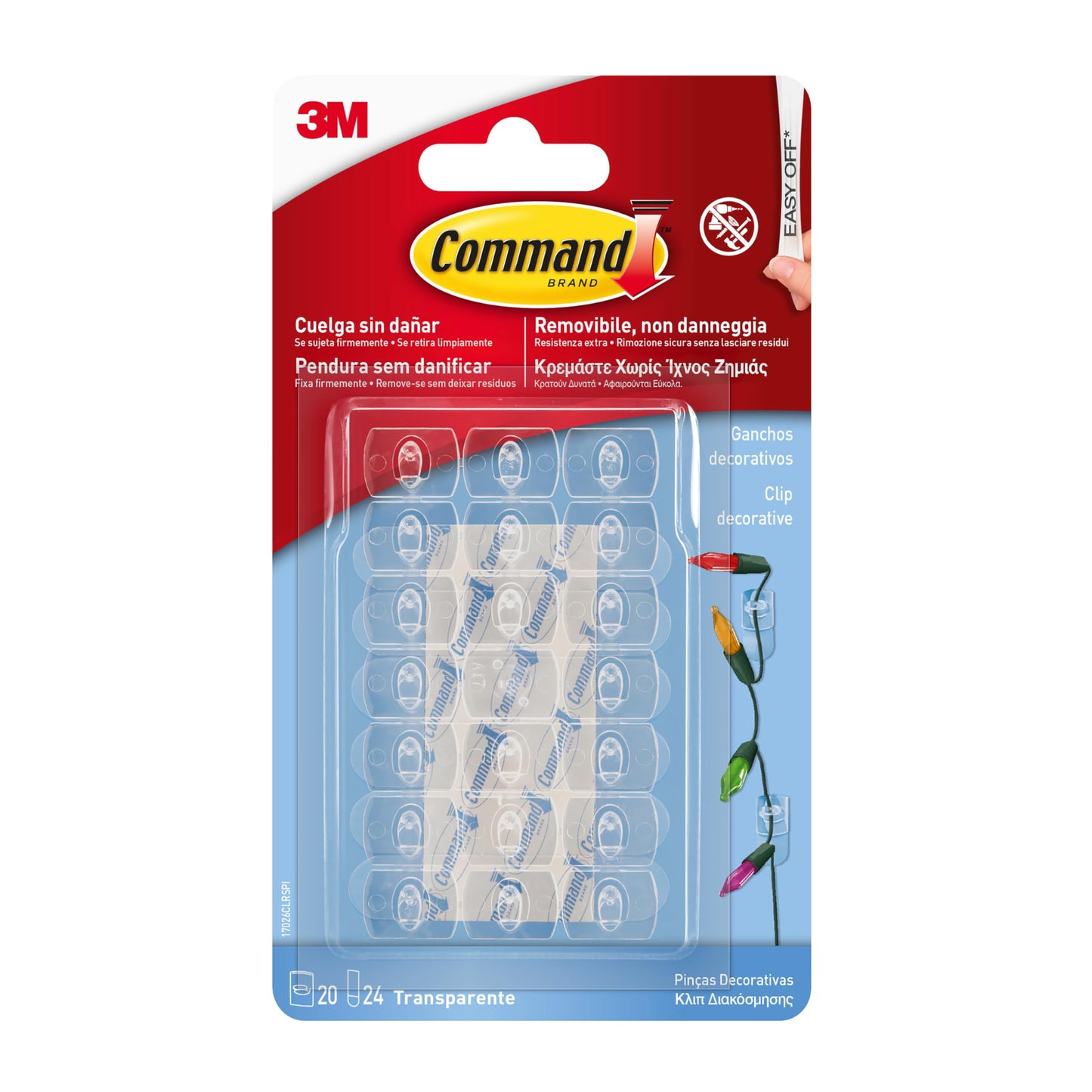 Command Decorative Hooks Transparent Strips 17026CLR, Colorless, Mini