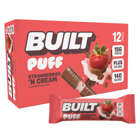 Built Puff Strawberries N' Cream Protein Bars 12ct