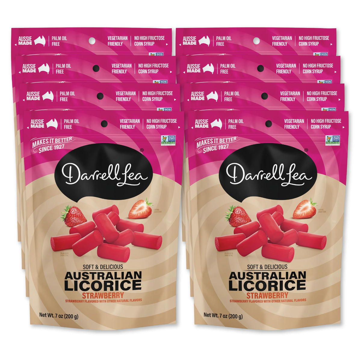Darrell Lea Strawberry Licorice 7oz, 8-Pack