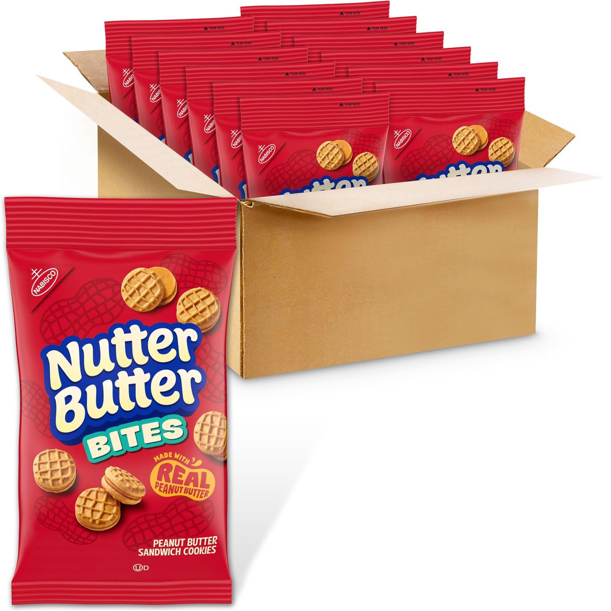 Kraft Nabisco Nutter Butter Bites Sandwich Cookies - Peanut Butter, 3 Ounce -- 12 per case