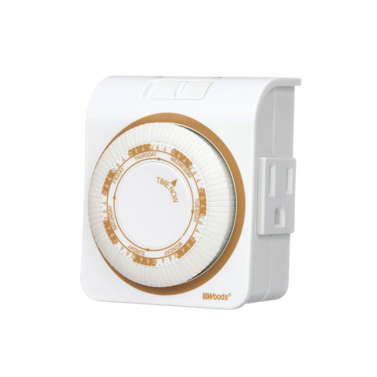 Woods 7-Day Indoor Heavy Duty Mechanical Timer; White, 50002
