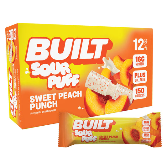 Built Sour Puff Protein Bar Sweet Peach Punch 16g 12ct