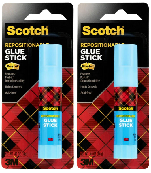 3M Scotch Removable Restickable Glue Stick 0.49oz 2 Pack