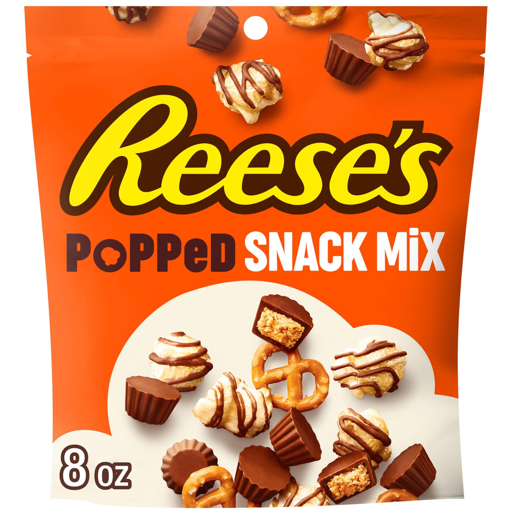 REESE'S Chocolate Peanut Butter Popped, Snack Mix Bag, 8 oz