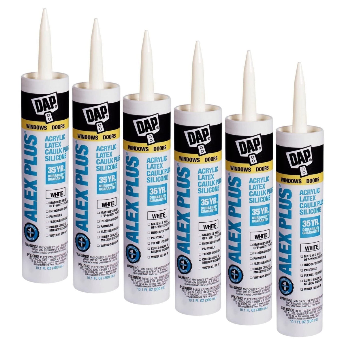 DAP Alex Plus Acrylic Latex Caulk 10.1 oz 6 Pack