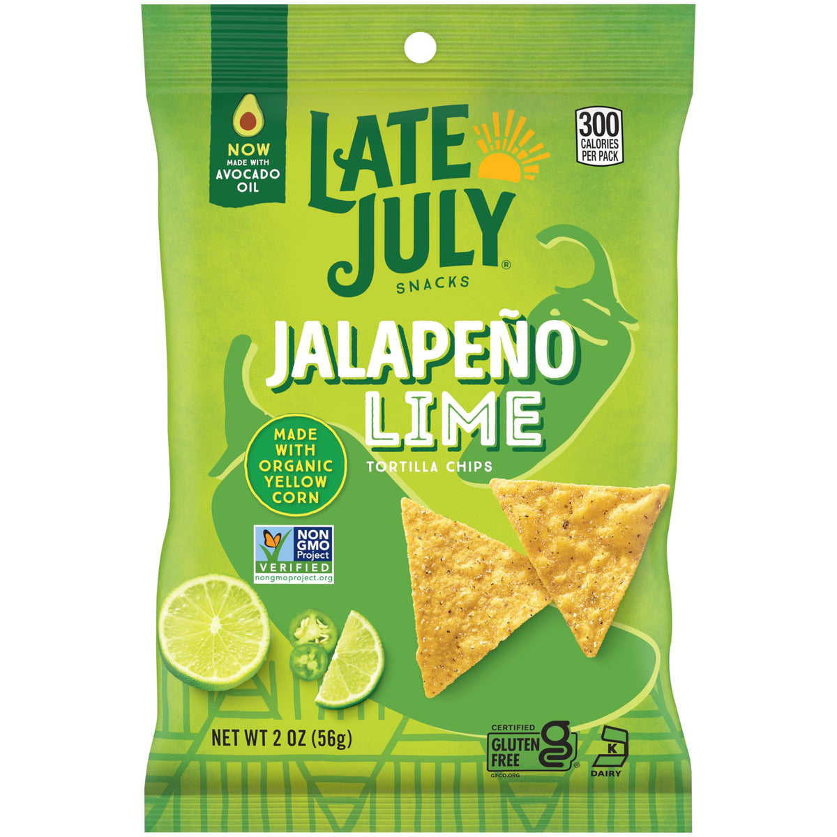 Late July Jalapeño Lime Tortilla Chips 2oz, 24 Pack