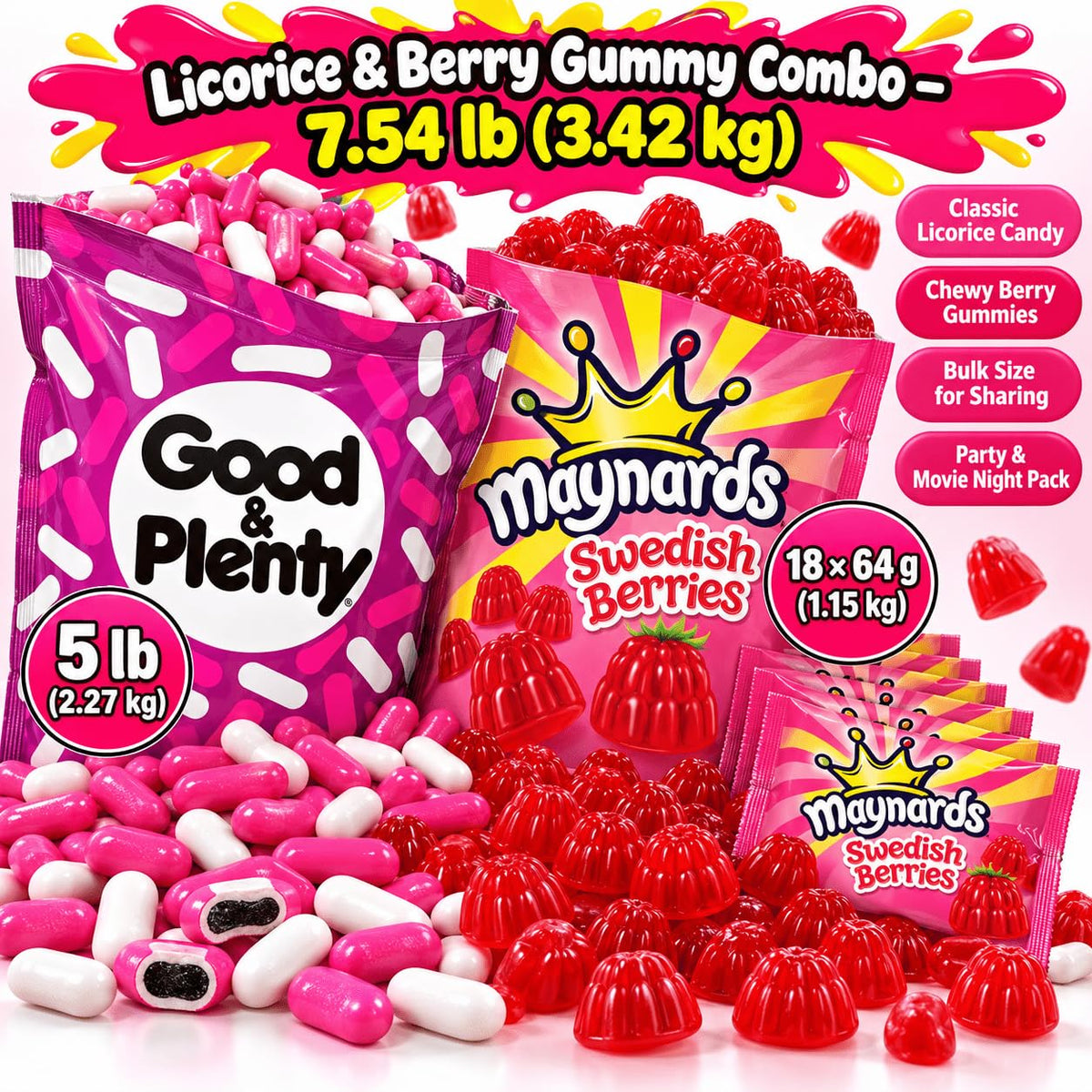Good & Plenty Pink & White Licorice Candy 5 LB Box