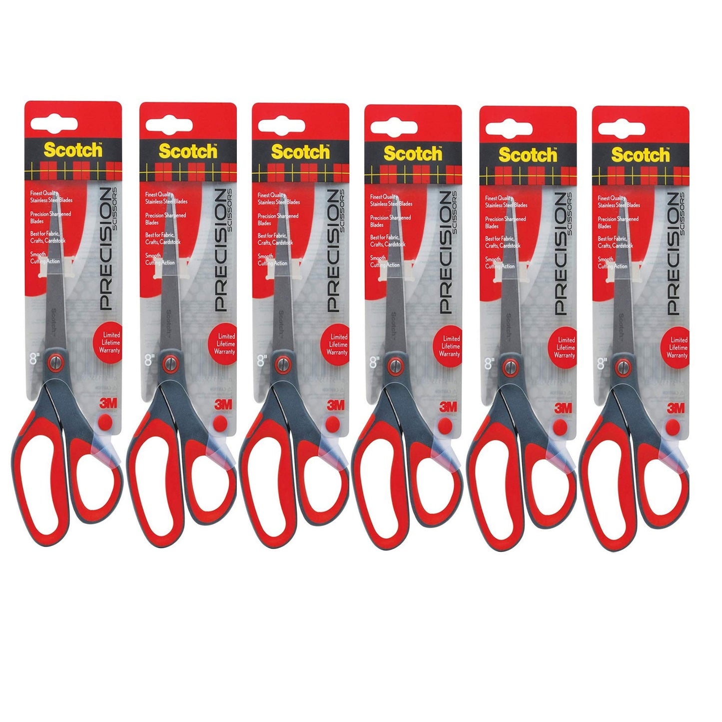 Scotch Precision Bent 8 Inch Scissor, 6 Pack (1448B)