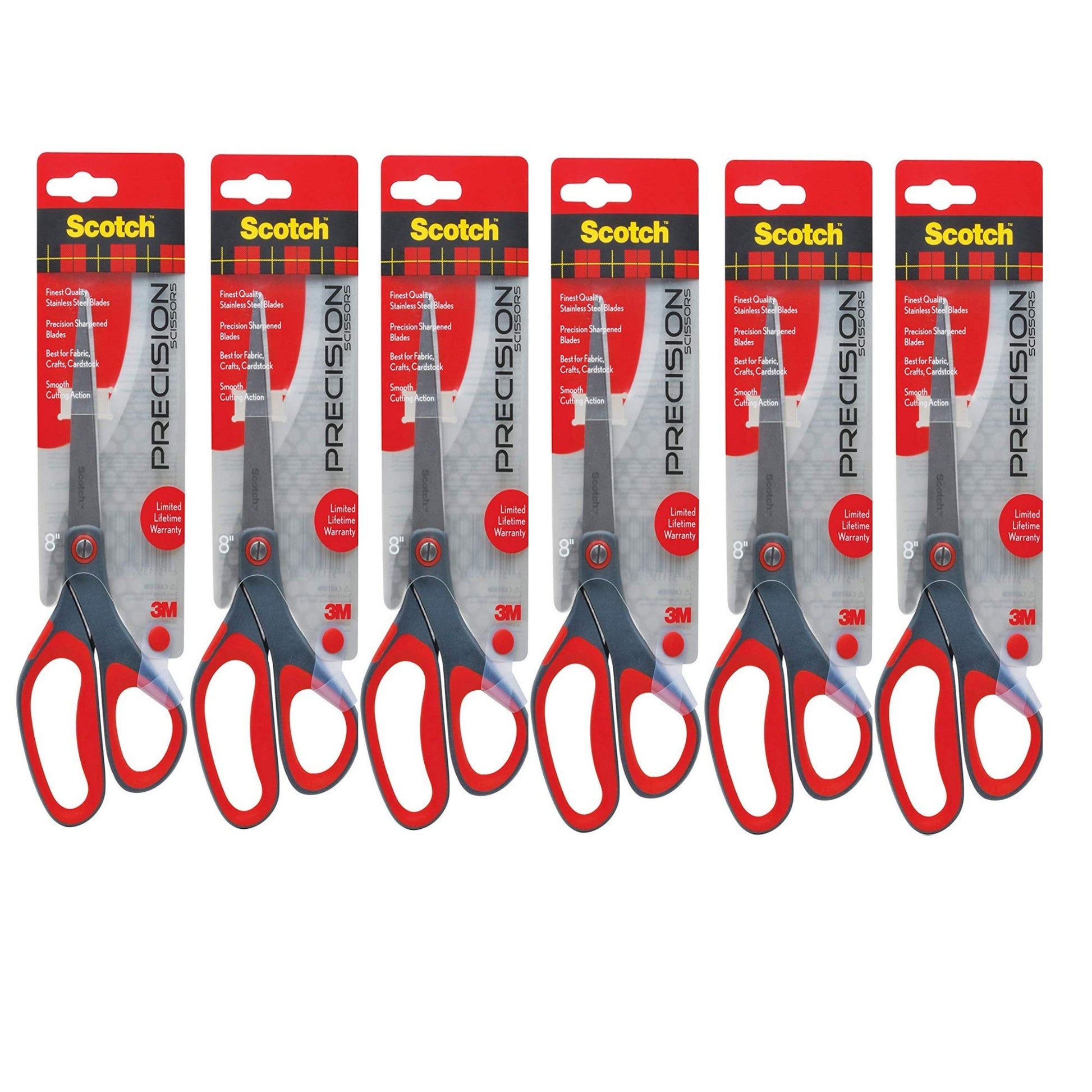 Scotch Precision Bent 8 Inch Scissor, 6 Pack (1448B)
