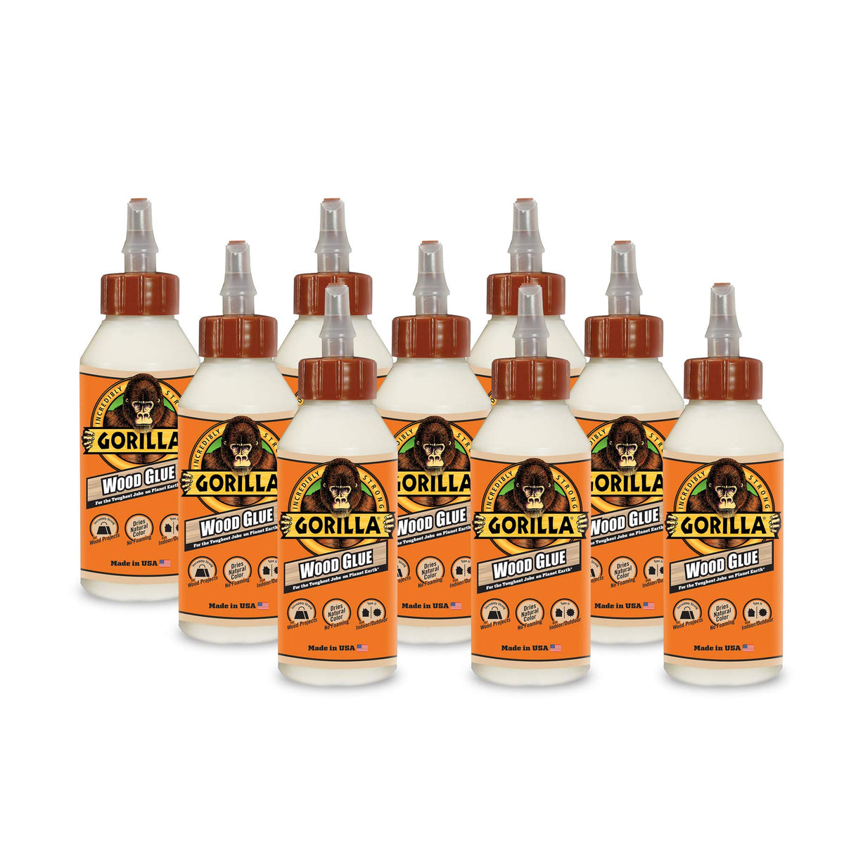 Gorilla Wood Glue 8 oz Bottle Pack of 9