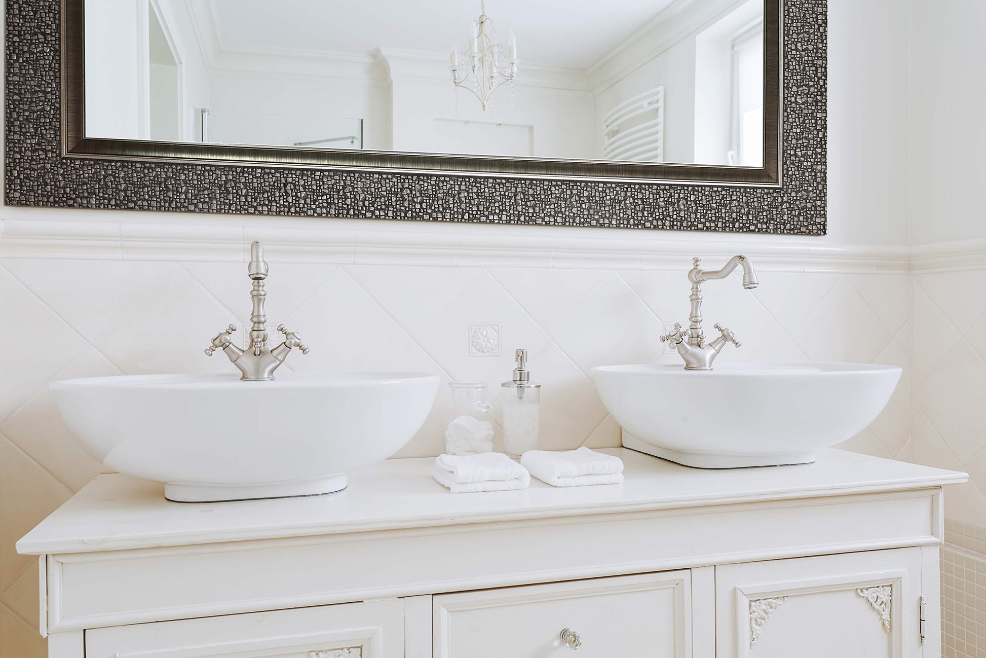 Mirrorize IMM101 Antique Mosaic Framed Wall Mirror 27x43 Inch