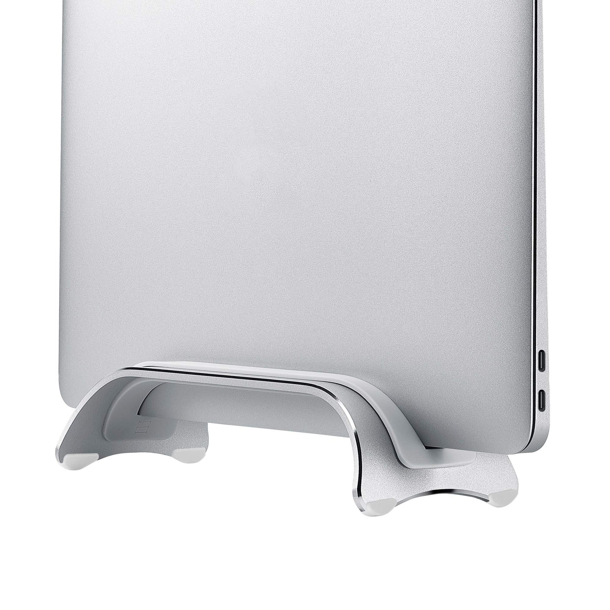 SIIG Aluminum Vertical Laptop Stand Holder, Desk Space Saving, Three Rubber Sizes 0.56", 0.64" & 0.72", Fits MacBook Pro, and Other Laptops to Organize Work & Home Office (CE-MT2R12-S2)
