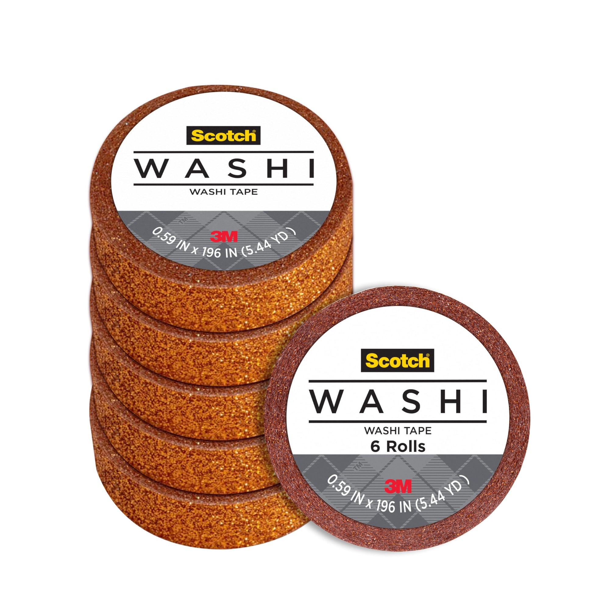 3M Washi Tape Glitter Orange 0.59in