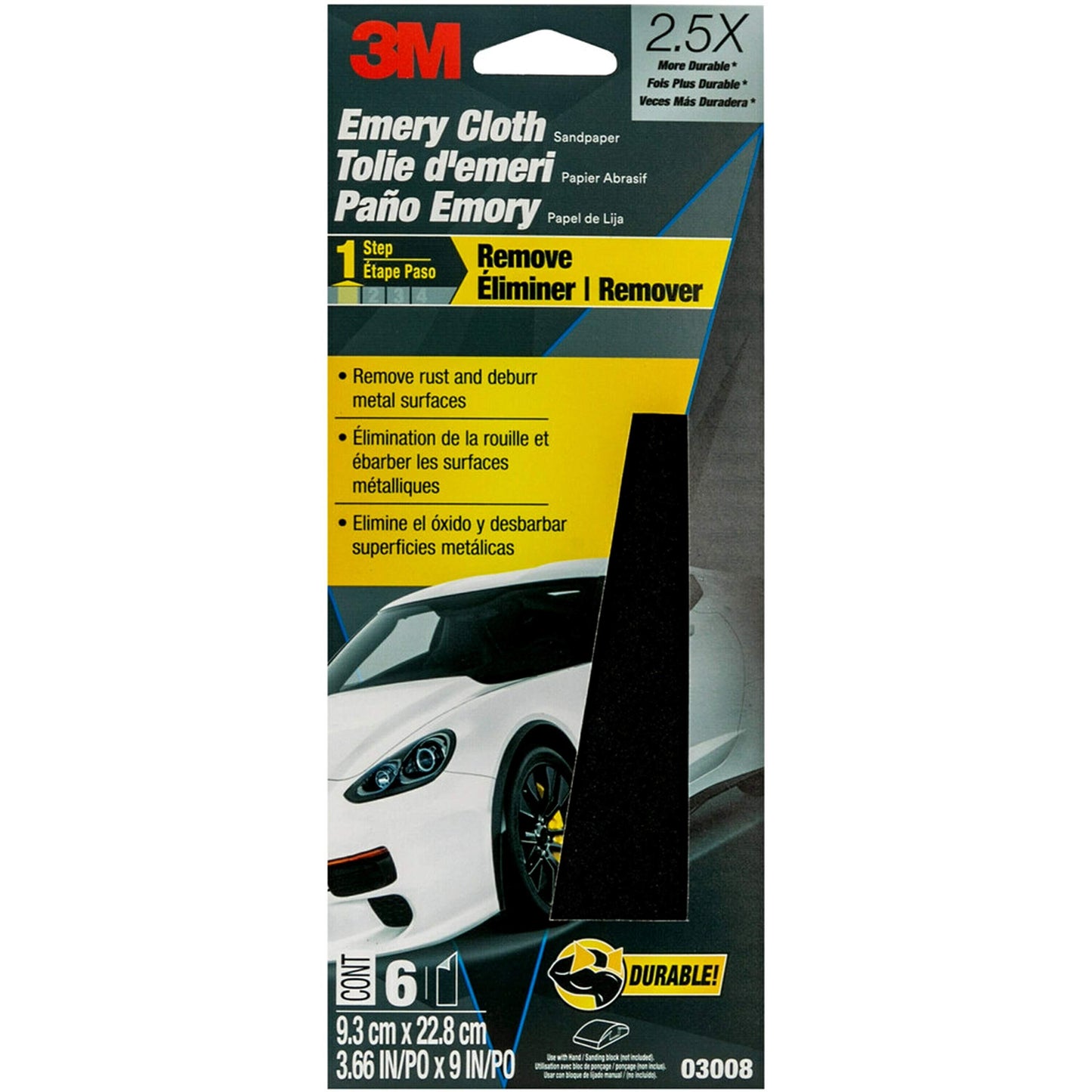 3M Emery Cloth 03008 3 2/3 x 9 in 6-Pack