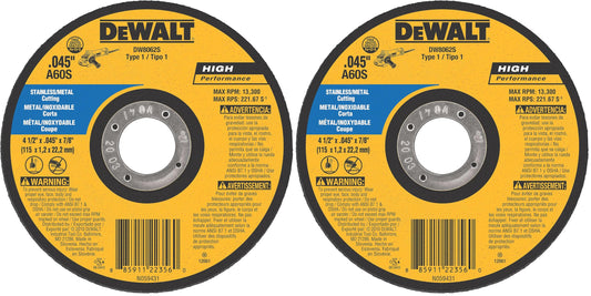 DEWALT DW8062S Thin Cutoff Wheel 4-1/2 in Pack of 2