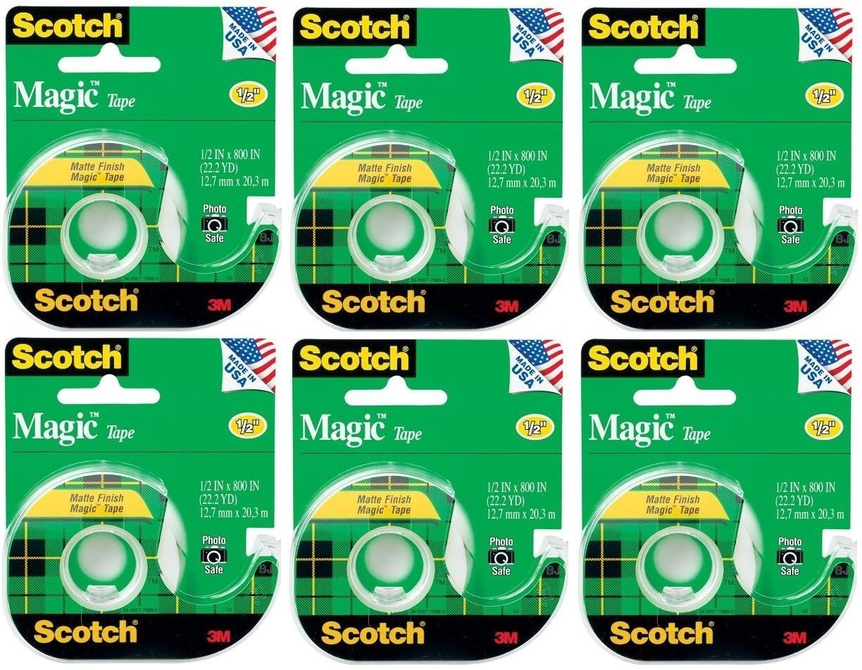 3M Scotch Magic Tape 1/2in x 800in, 1 Dispenser, 144/Carton
