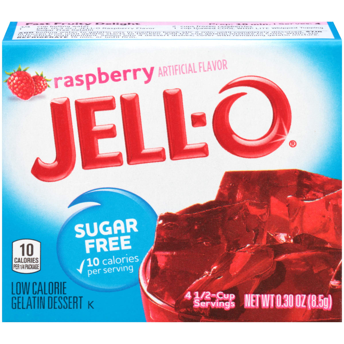 Jell-O Raspberry Sugar-Free Gelatin Mix 0.3 oz Box