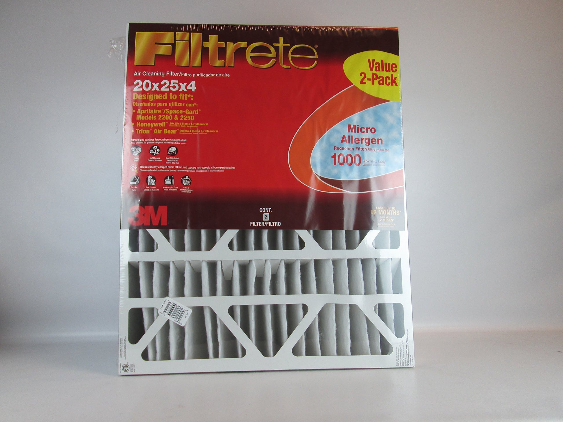 3M Filtrete AC Furnace Filter 20x25x4 MPR 1000 DP 2-Pack