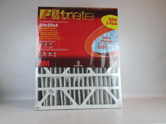 3M Filtrete AC Furnace Filter 20x25x4 MPR 1000 DP 2-Pack