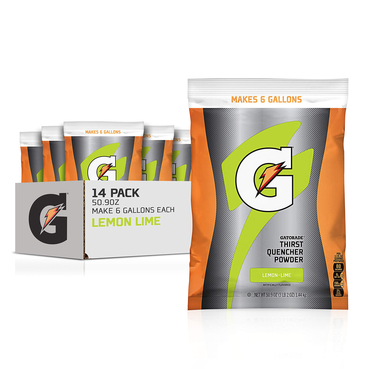 Gatorade Thirst Quencher Powder Lemon Lime 50.9 oz, Pack of 14