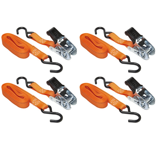 Keeper - 1” x 14' High Tension Ratchet Tie-Down with S Hooks, 12 Pack - 400 lbs. Working Load Limit