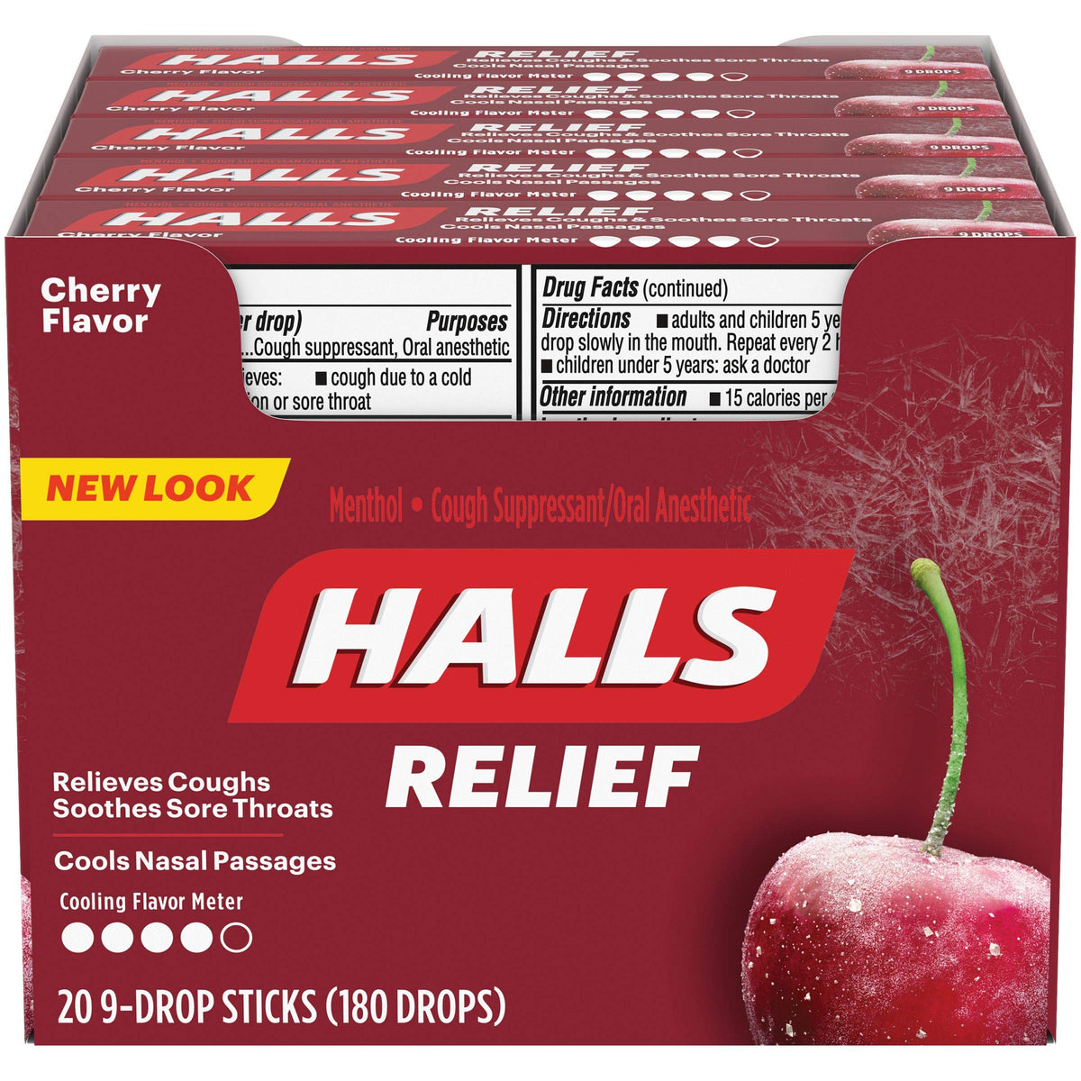 Halls Cherry Cough Drops 180ct Menthol