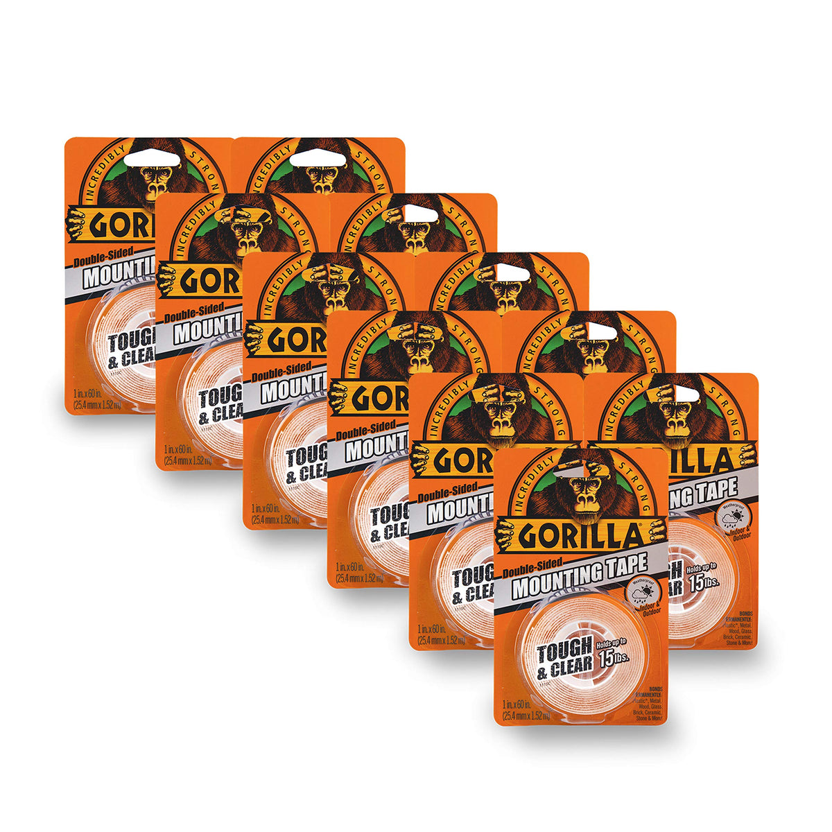 Gorilla Tough & Clear Double Sided Mounting Tape 1" x 60" Pack of 11