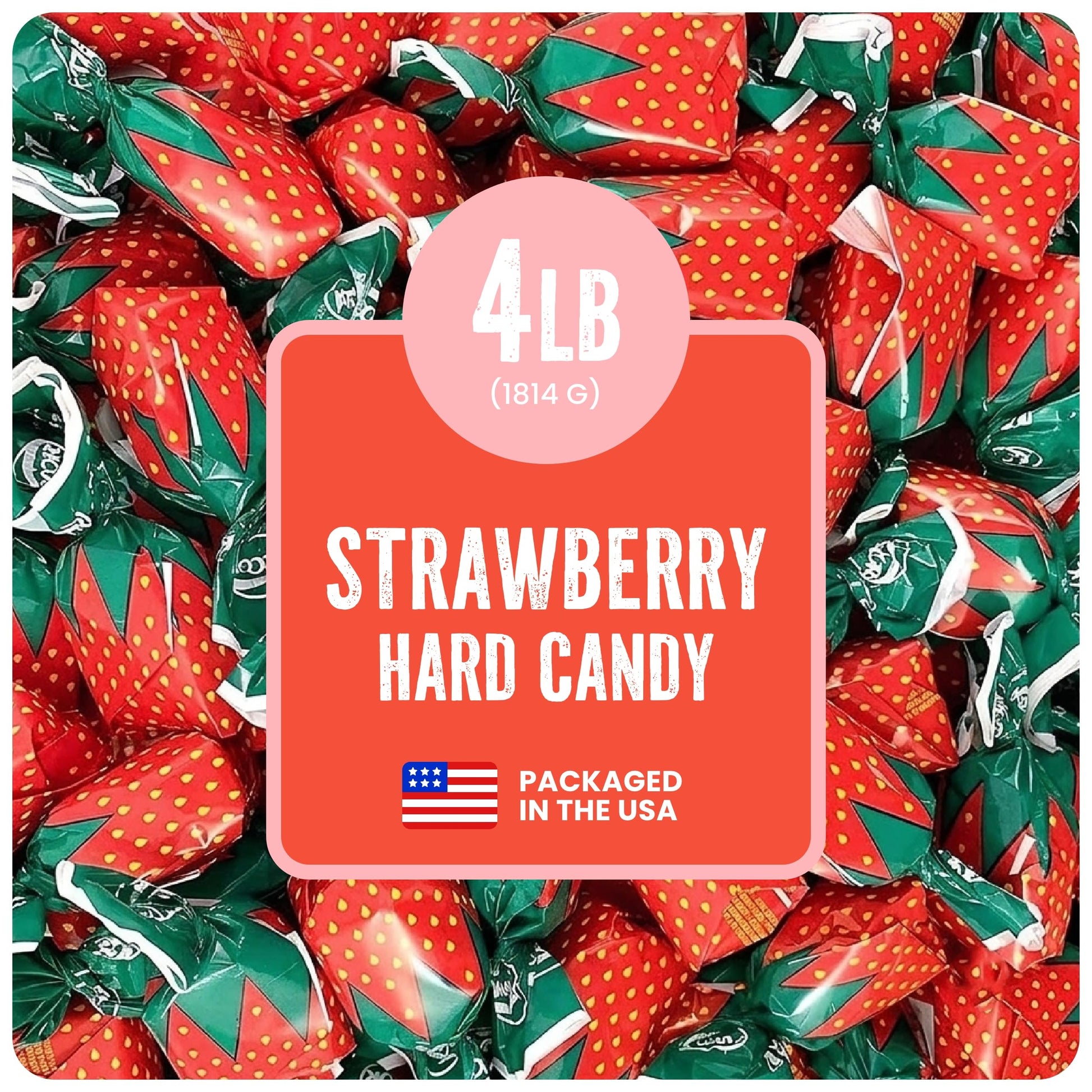 Strawberry Filled Hard Candy – 4 lb Bulk Bag, Sweet Strawberry Liquid Center Candy for Snacking & Candy Bowls