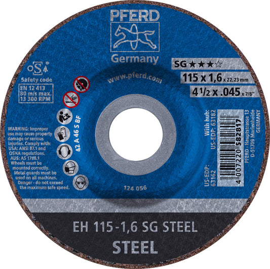 PFERD SG Steel Cut-Off Wheel T27 4-1/2in x .045 x 7/8in, 25 Pack