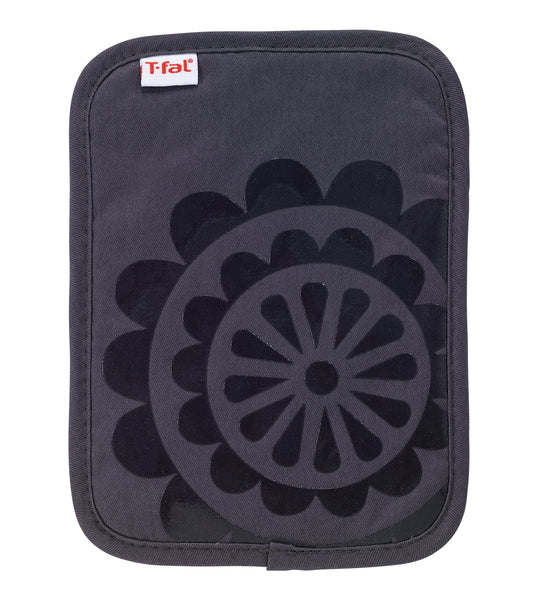 T-Fal Textiles Silicone Printed Medallion 100% Cotton Twill Hot Pad Pot Holder, 9-inches x 6.75-inches, Charcoal Grey