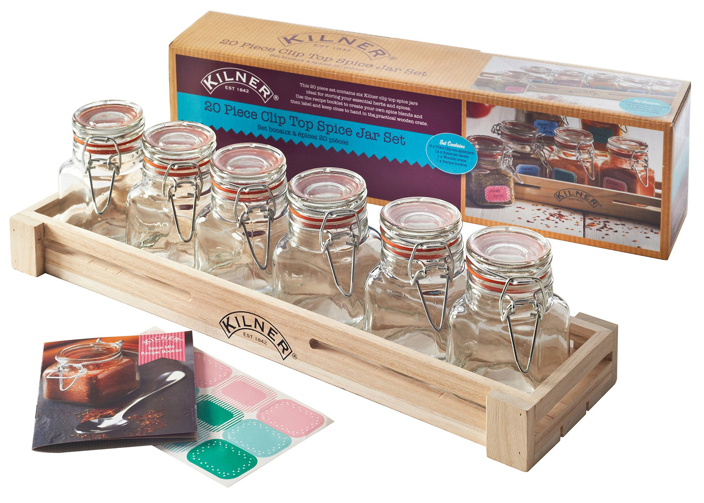 Kilner 2.3oz Glass Swing Top Spice Jar Set