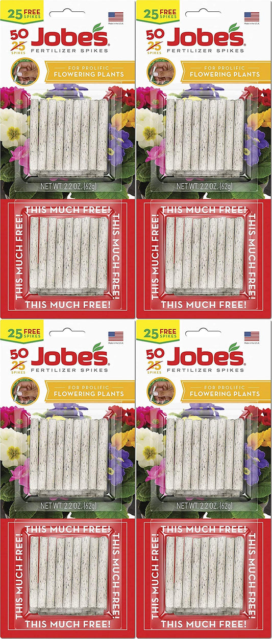 Jobe's 05231T Flowering Plant Fertilizer Spikes 10-10-4, 4 Pack, Multicolor